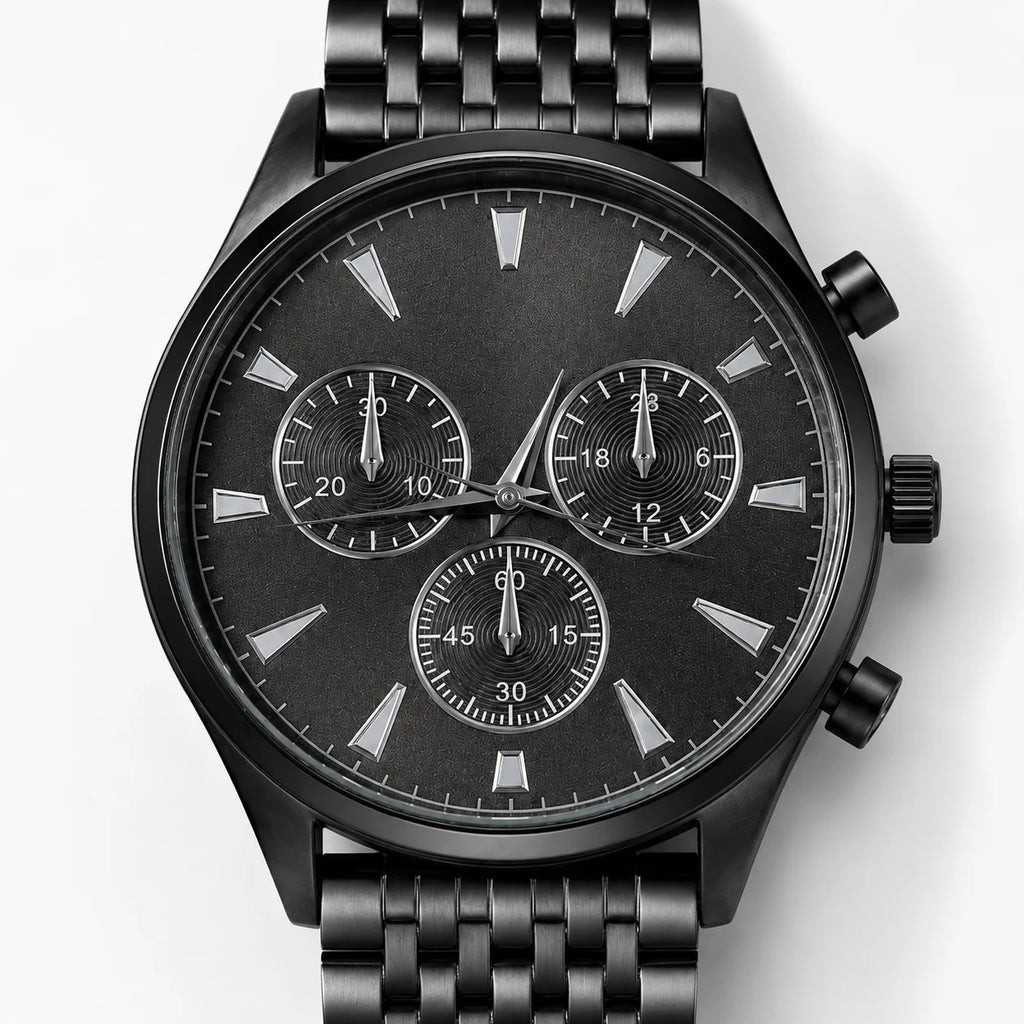 OEM Custom Logo Extra Large Round Quartz Watch Alloy Case Glass Dial Stainless Steel Strap 45mm Wholesale Men's Watch