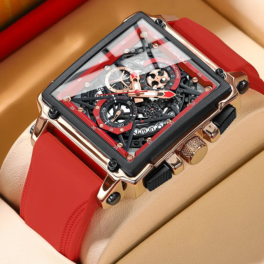 New Luxury Men's Watch Silicone Band Water Resistant Simple Leisure Style Distinctive Multifunctional Analog Quartz Movement
