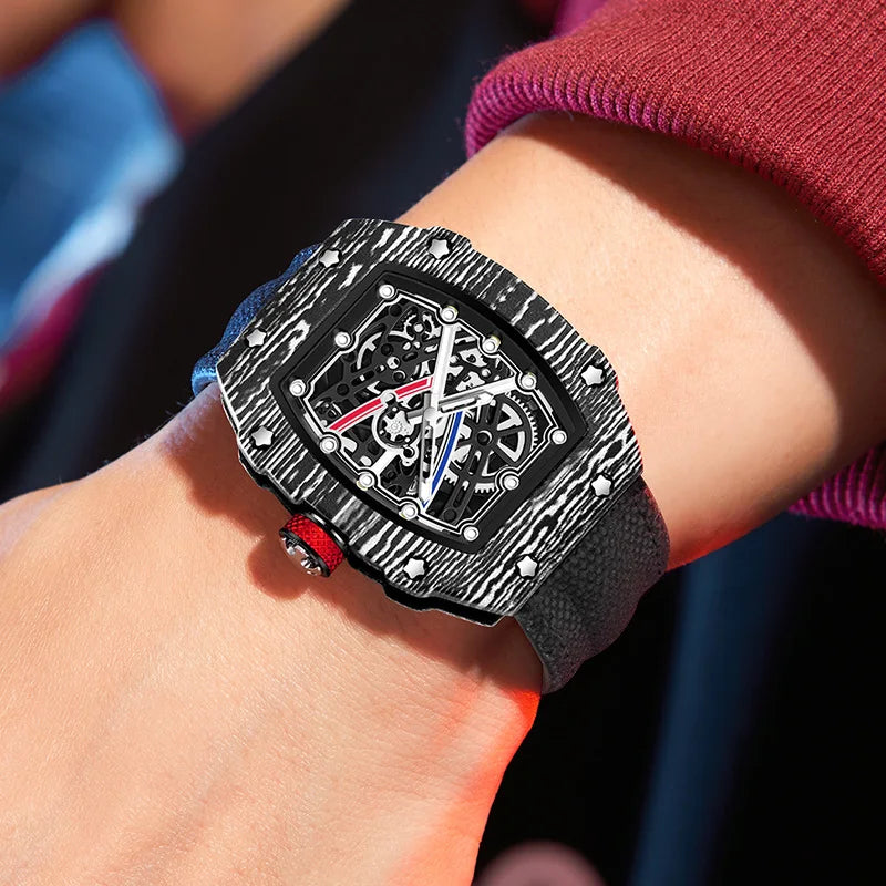 Ultra-thin Barrel-shaped Men's Quartz Fashion Watch Eco-Friendly Nylon Band Mineral Glass Dial Pointer Display 30M Water
