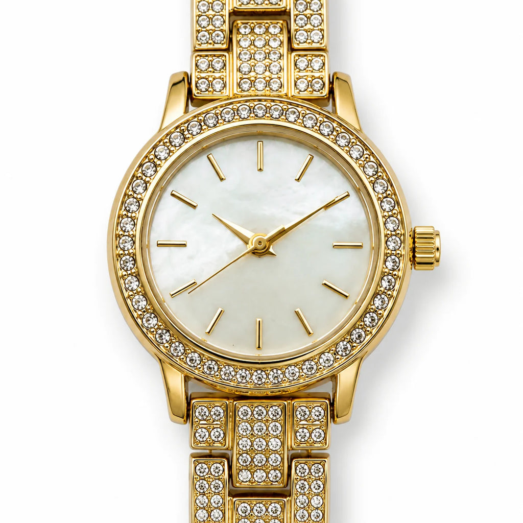 OEM Custom Logo Women's Quartz Analog Glass Dial Round Alloy Case Metal Strap Fashion Wholesale Watch for Ladies