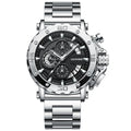 Men's Fashion Alloy Quartz Watch 45mm Pointer Dial Chunky Luminous Stainless Steel Band 30M Water Resistant Best-selling