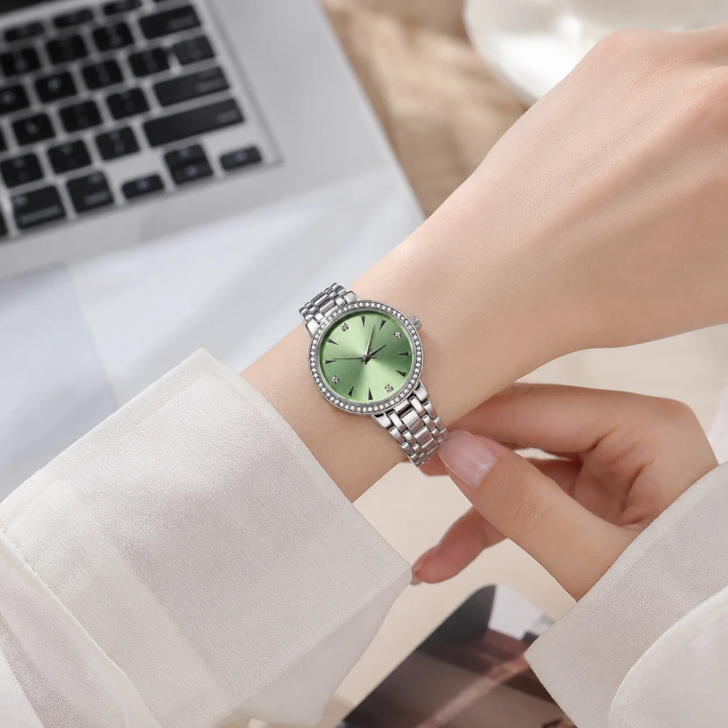 OEM Custom Logo Ladies Quartz Watch Alloy Case Glass Dial Splash Resistant Stainless Steel Buckle Metal Strap Wholesale Daily