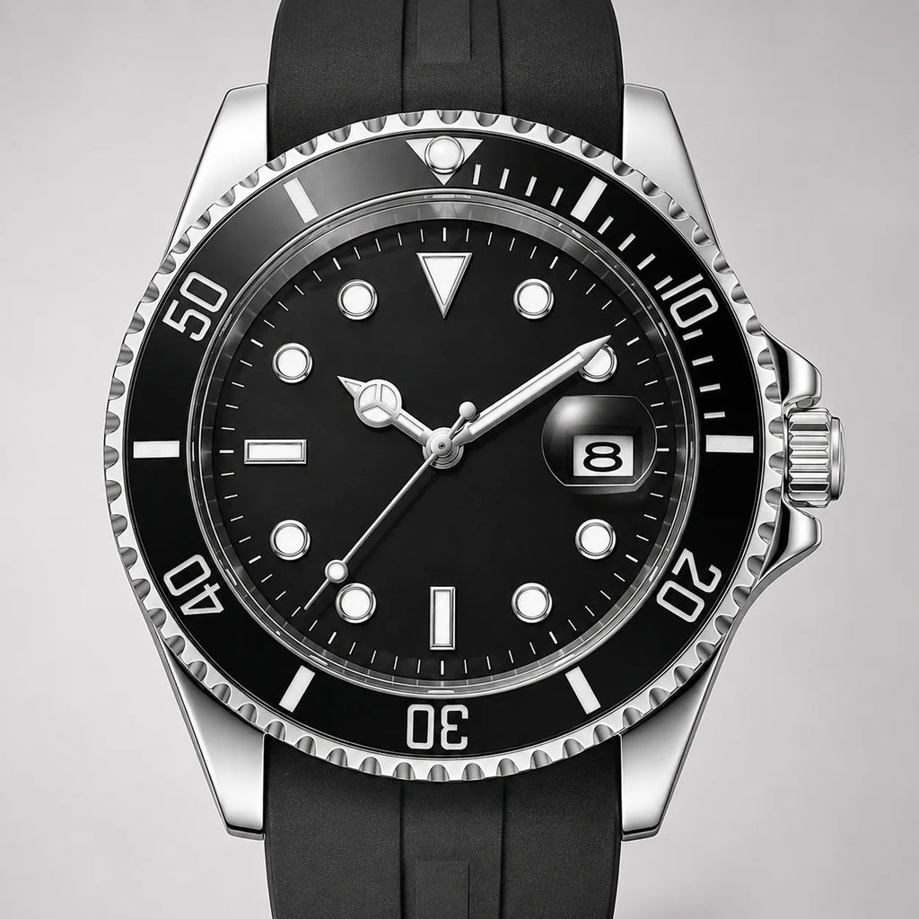 Black Green Cross-Border Kingston Brand Men's Leisure for Luminous Quartz Wristwatch Alloy Case Silicone Band Pointer