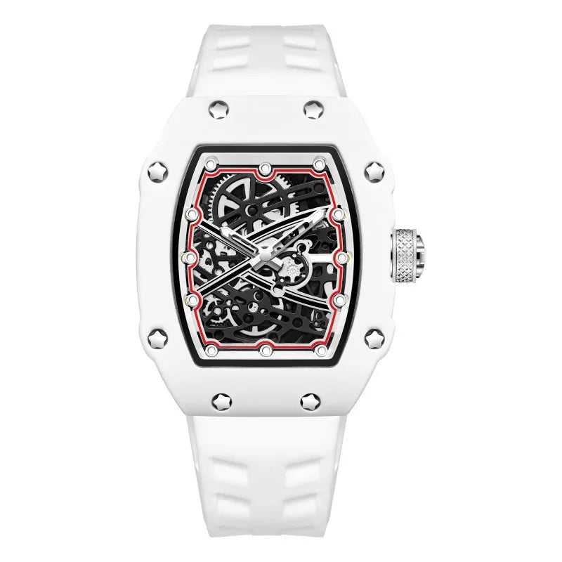 Cross-border Bestseller Ultra-Thin Fashionable Unique Mens Watch Luminous Silicone Barrel-Shaped Quartz Watch 30M Water