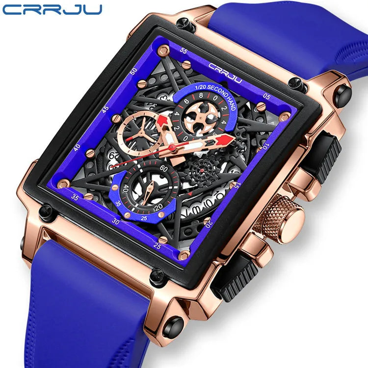 New Luxury Men's Watch Silicone Band Water Resistant Simple Leisure Style Distinctive Multifunctional Analog Quartz Movement
