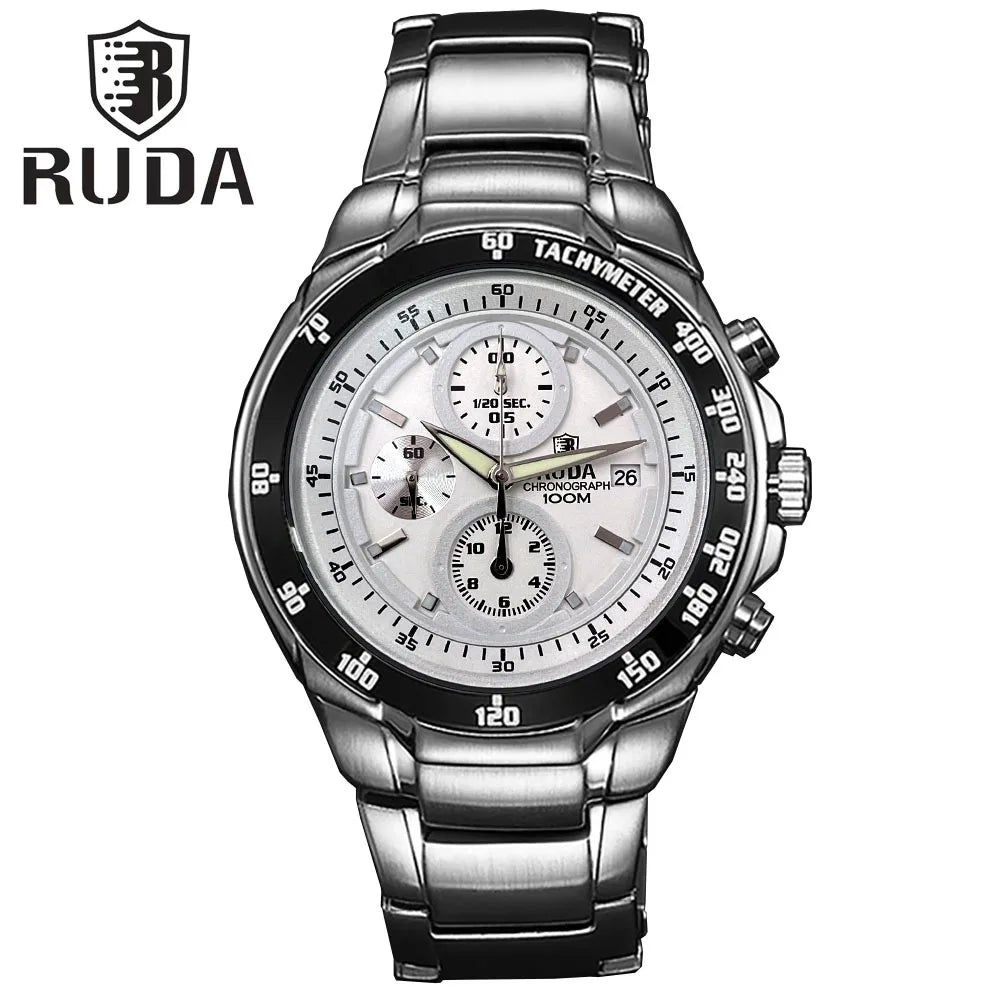New Cross-Border Men's Sports Six-Hand Luminous 100m Water Resistant Stainless Steel Watch Exercise Quartz 43mm 10mm Case