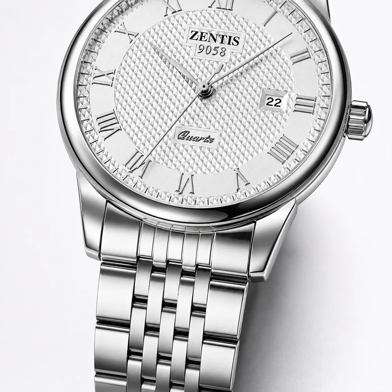 Alloy 38mm Women's Quartz Watch Stainless Steel Band 20mm Glass Dial Round Couple Fashion Cross-Border Hot Wholesale