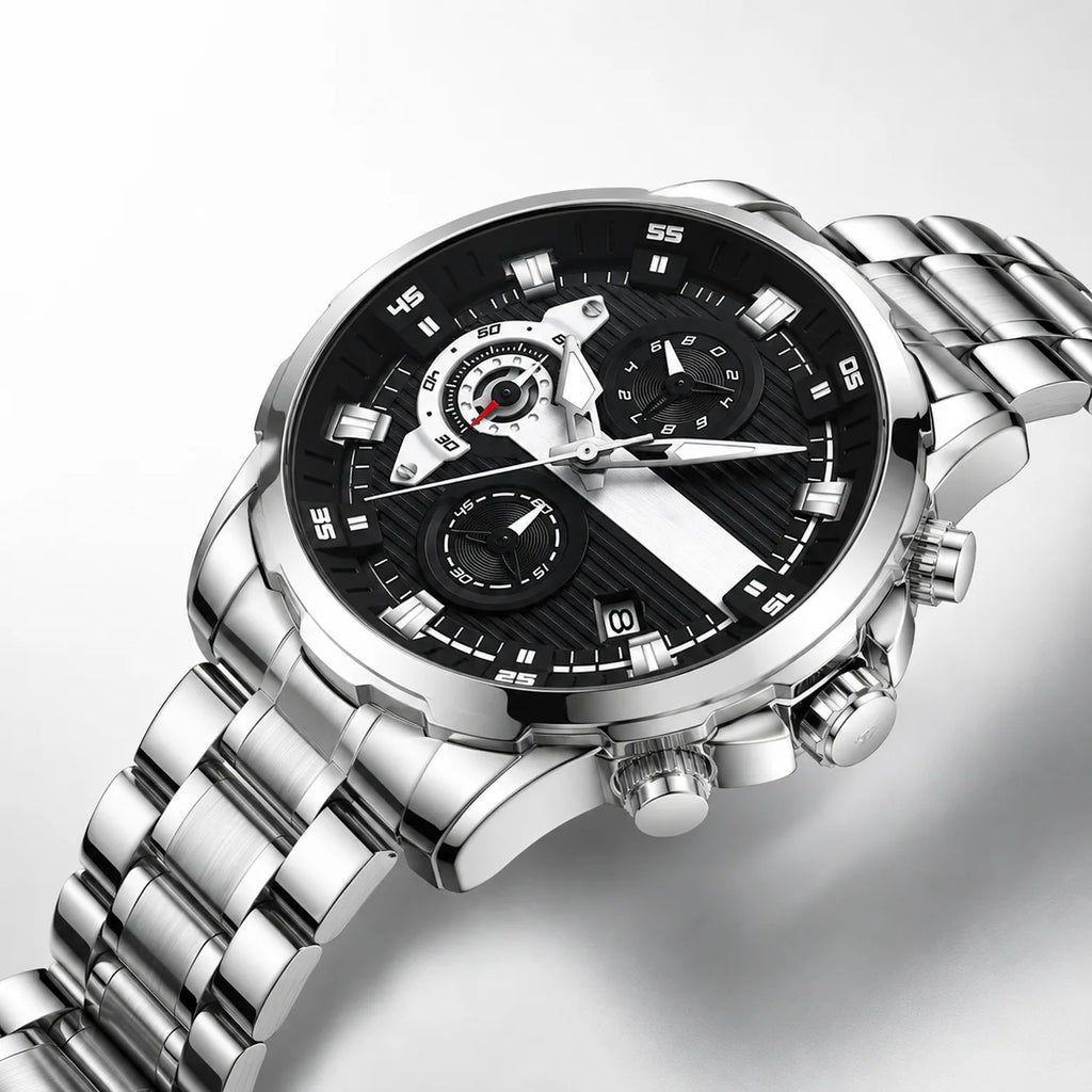 Multifunctional Best-selling Diamond-pattern Mens Watch; High-end Luminous Waterproof Quartz Watch Alloy 10mm Pointer Stainless