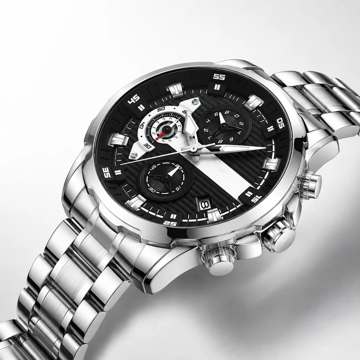 Multifunctional Best-selling Diamond-pattern Mens Watch; High-end Luminous Waterproof Quartz Watch Alloy 10mm Pointer Stainless