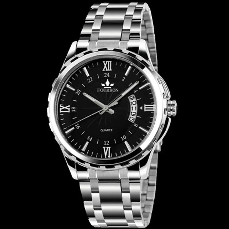Wholesale Luminous Stainless Steel Calendar Watches Men 40mm Quartz Movement Business Style 10m Water Resistant 9mm New Arrival