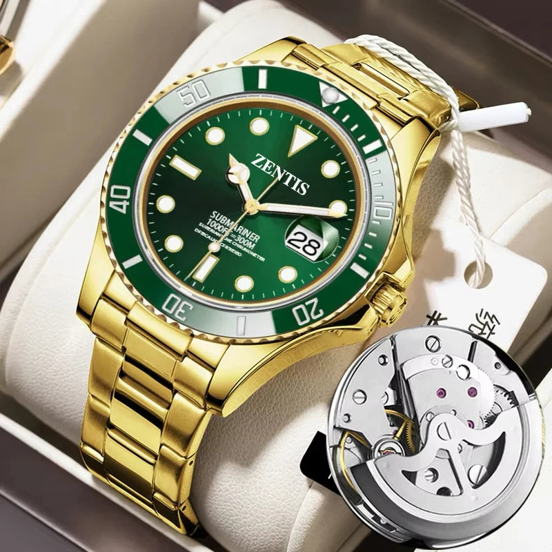 Men's Quartz Alloy Case Sports Diving Watch-Stainless Steel Band Water Resistant 30M Pointer Dial Date Display