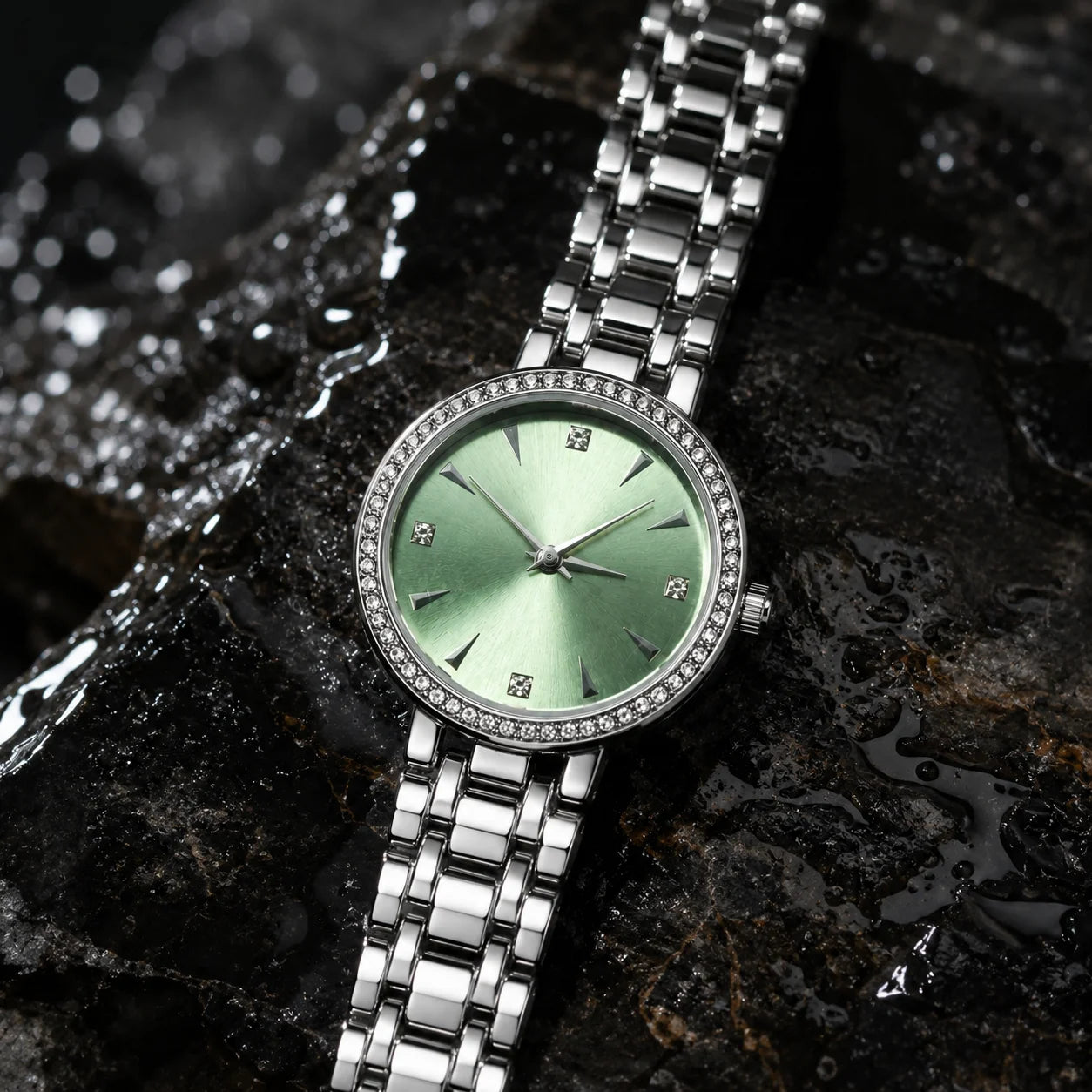 OEM Custom Logo Ladies Quartz Watch Alloy Case Glass Dial Splash Resistant Stainless Steel Buckle Metal Strap Wholesale Daily