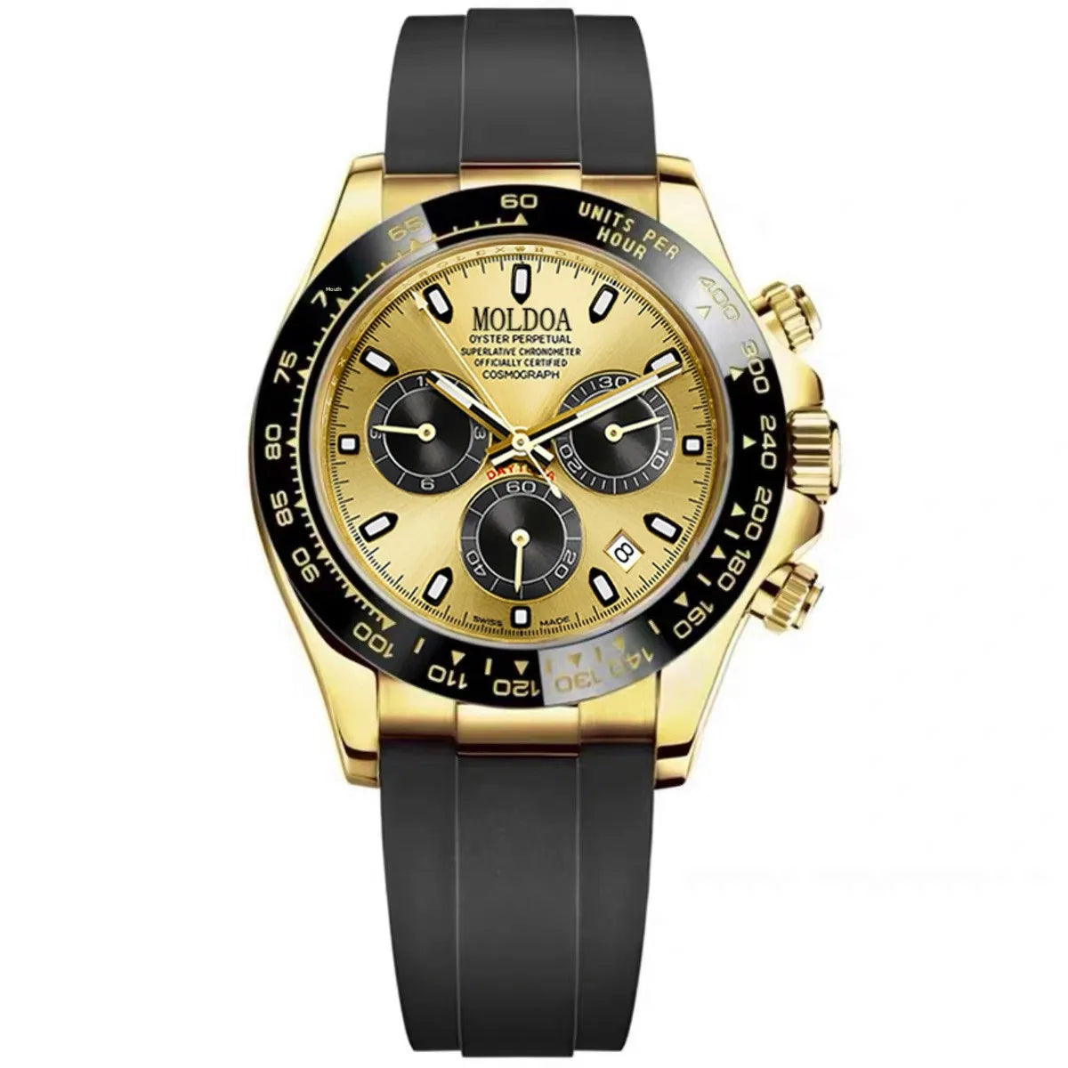 Golden DidiWenle Hollow Quartz Mechanical Watch Men's Luminous Calendar Pointer Acrylic Band Waterproof Alloy Case TikTok