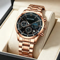 Multi-function Mens Chronograph Watch Luminous Hands Date Display 30M Water-resistant Stainless Steel Band Quartz Movement