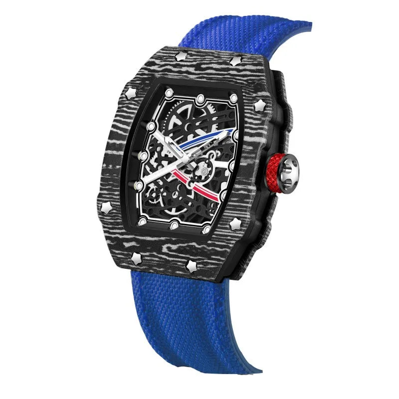 Ultra-thin Barrel-shaped Men's Quartz Fashion Watch Eco-Friendly Nylon Band Mineral Glass Dial Pointer Display 30M Water