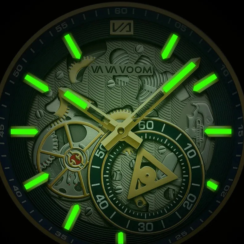 Men's Business Quartz Hollow Alloy Case Stainless Steel Strap Watch with Pointer Dial 30M Water Resistant 41mm Dial