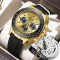 Golden DidiWenle Hollow Quartz Mechanical Watch Men's Luminous Calendar Pointer Acrylic Band Waterproof Alloy Case TikTok