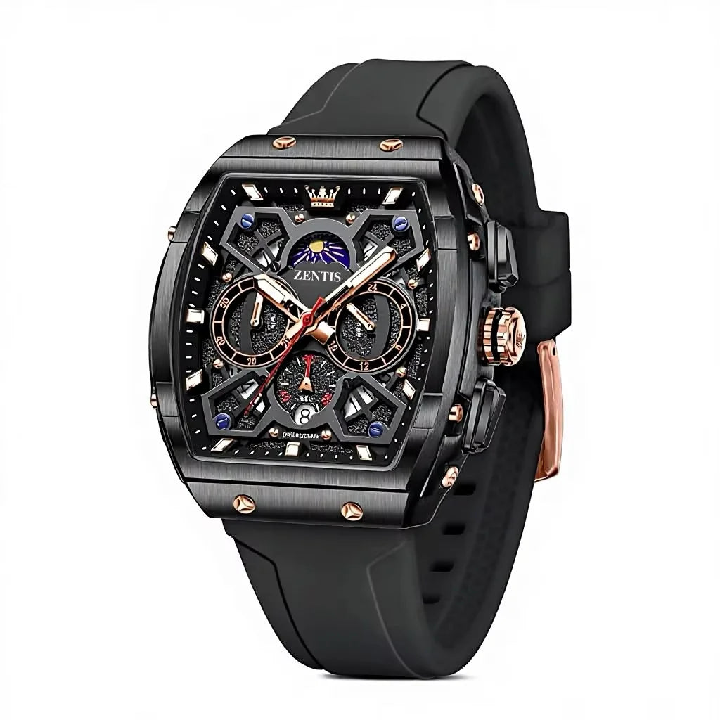Men's Luxury Quartz Analog Chronograph Watch Alloy Case Silicone Strap Business Dress Red/Yellow/Black/White Straps