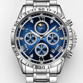 Men's Watch Luminous Quartz Movement Stainless Steel Band Alloy Case Pointer Dial Hidden Clasp 30M Water Resistant