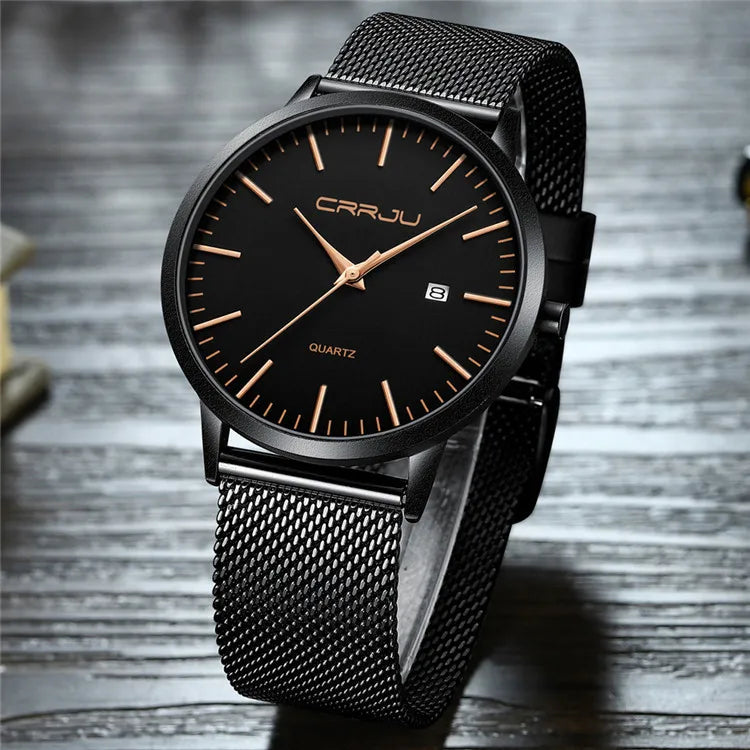 Men's Casual Quartz Alloy Acrylic Band Watch 30M Water Resistant Ultra-Thin Calendar Personalized New Student
