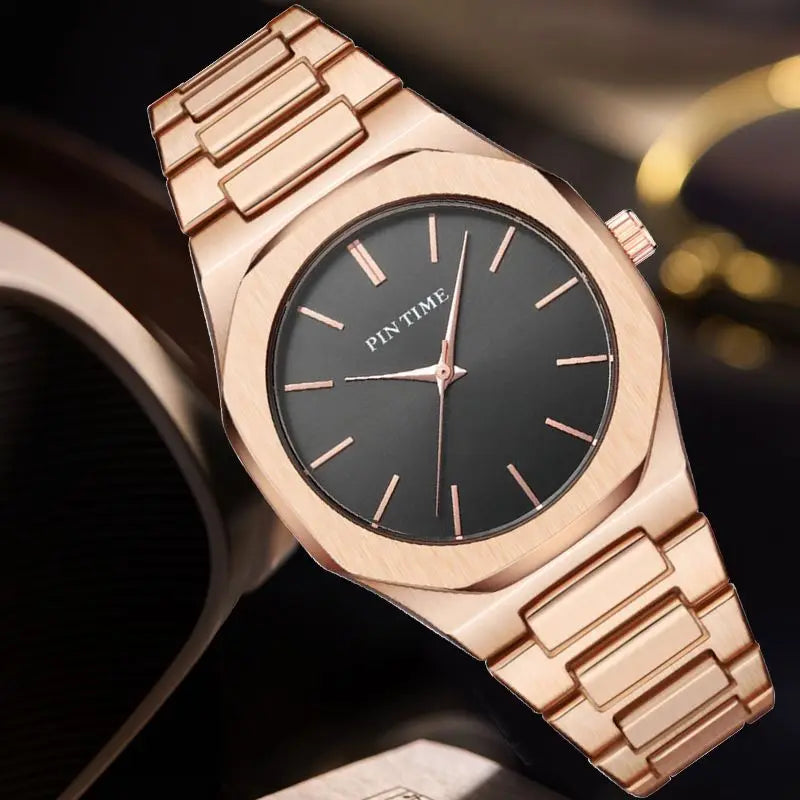 Quartz Watch Men Women Featuring Stick Markers Sunray-patterned Dial 30-meter Water Resistance Minimalist