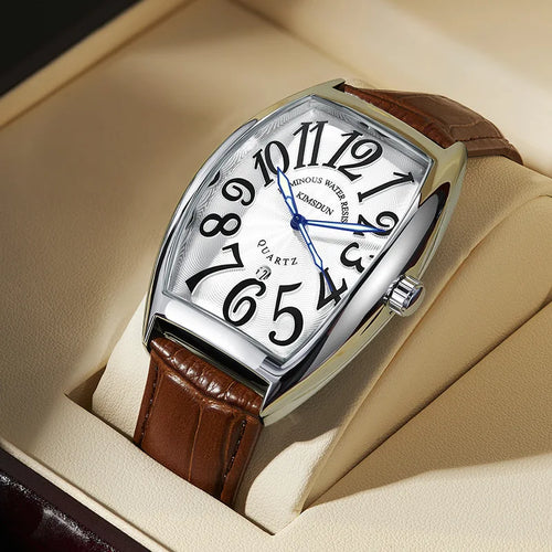 Barrel-shaped Alloy Case Men's Quartz Watch Luxury Retro Style Luminous Acrylic Band Pointer Dial