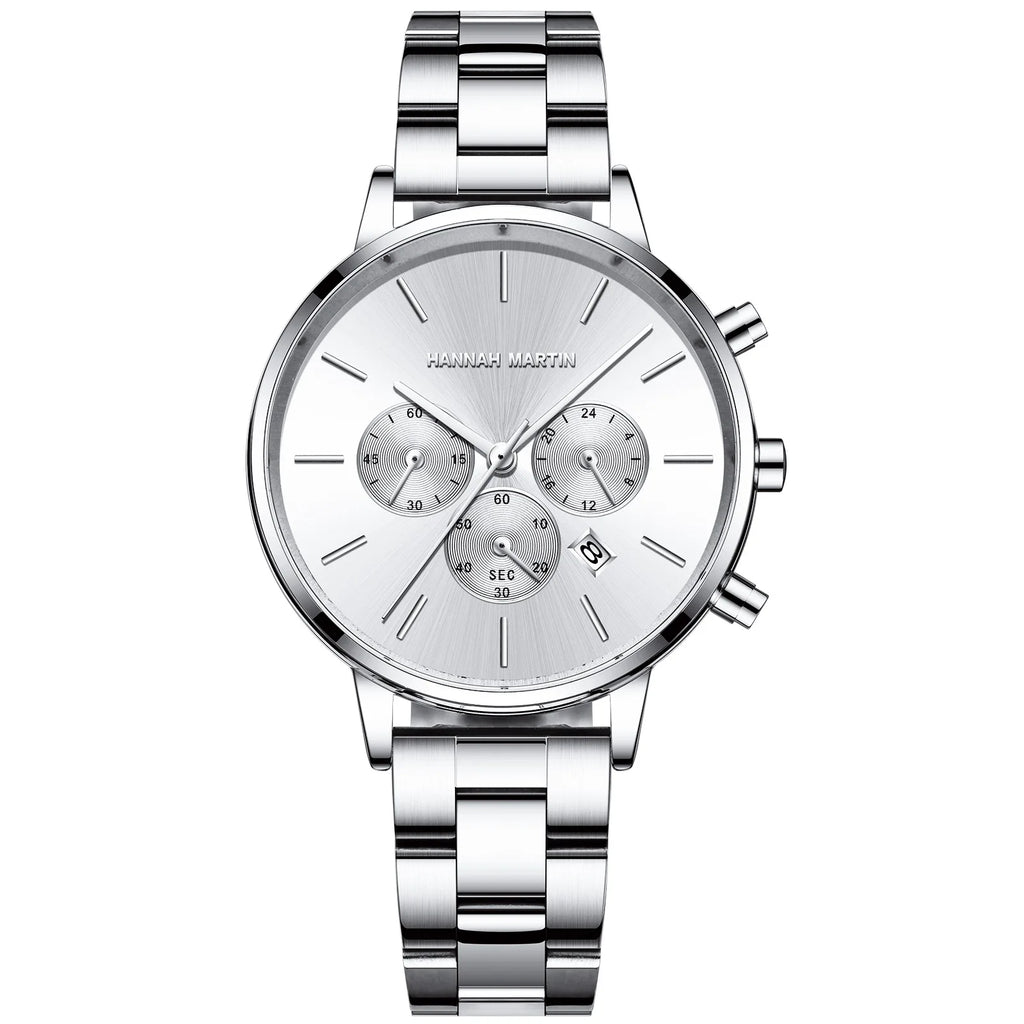 Women's Business Watch Alloy Stainless Steel Strap Pointer 30M Water Resistant Quartz Movement Calendar Elegant Design 38mm