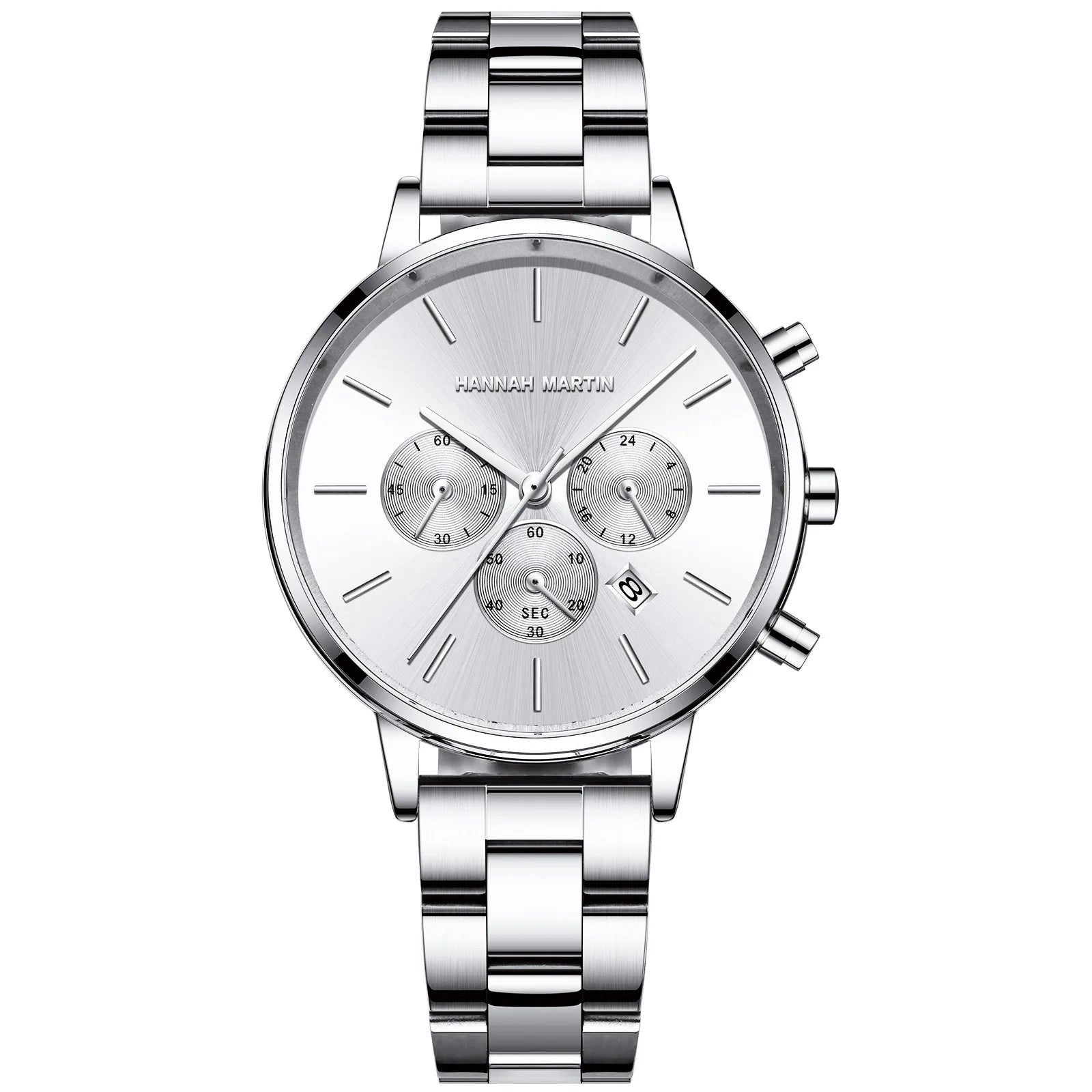 Women's Business Watch Alloy Stainless Steel Strap Pointer 30M Water Resistant Quartz Movement Calendar Elegant Design 38mm