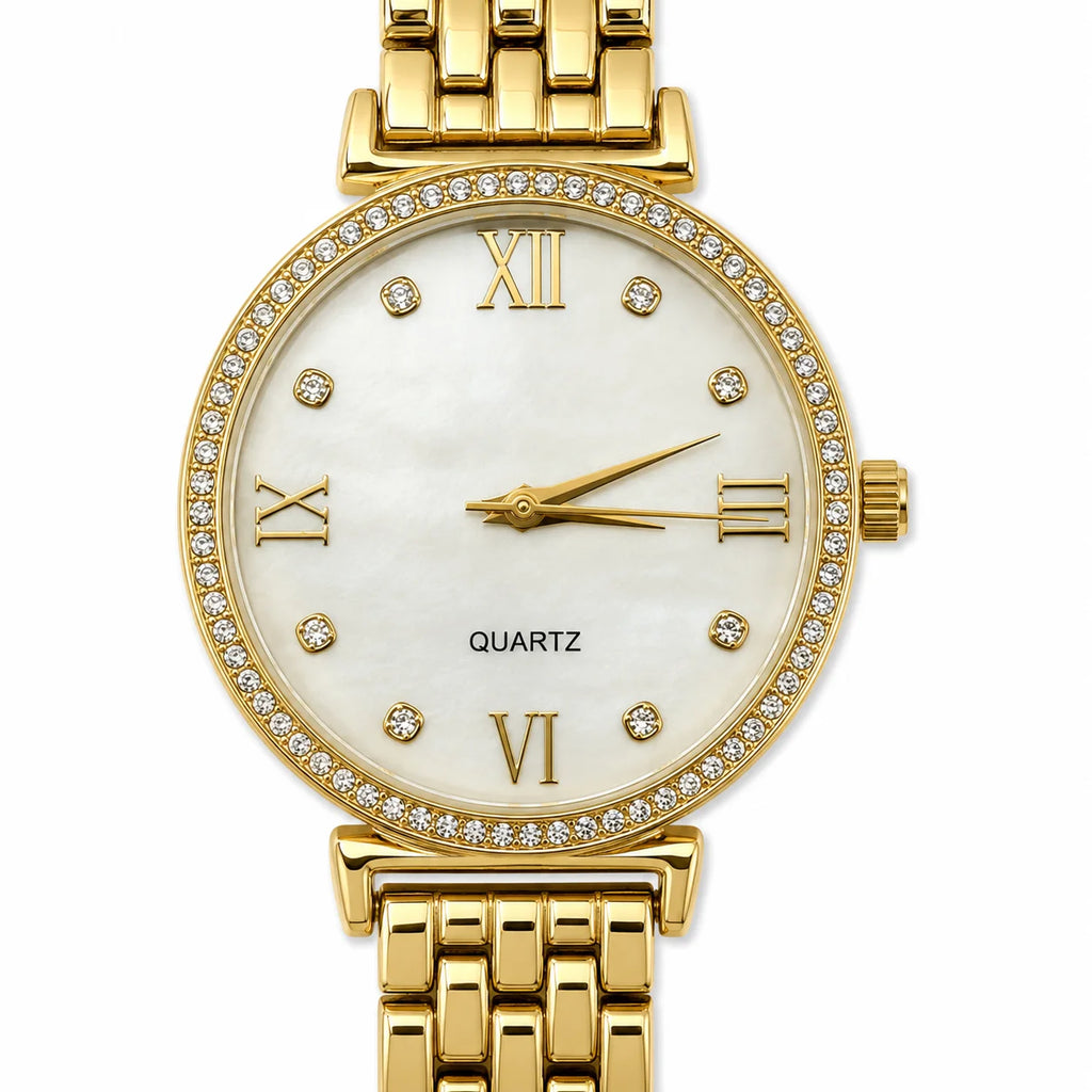OEM Custom Logo Round Quartz Analog Glass Watch Alloy Case Metal Strap 33mm Dial Wholesale Unisex Casual