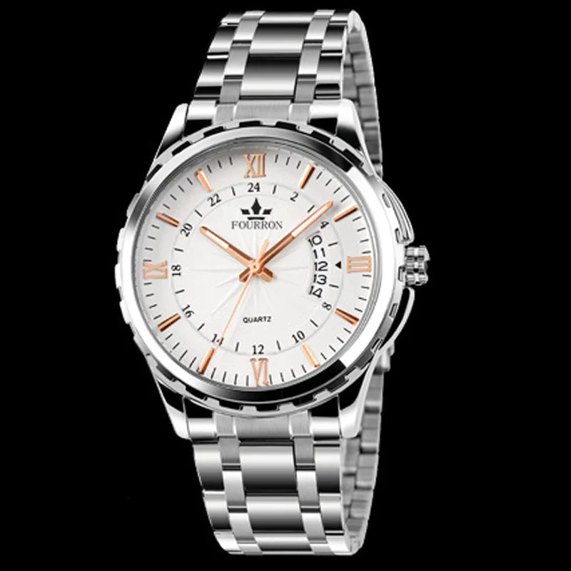 Wholesale Luminous Stainless Steel Calendar Watches Men 40mm Quartz Movement Business Style 10m Water Resistant 9mm New Arrival