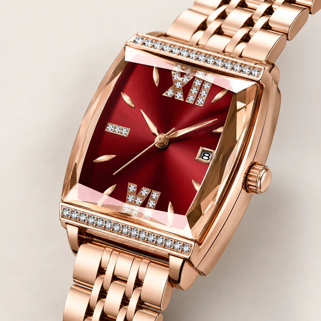 Custom Logo ODM Women's Square Alloy Case Stainless Steel Bracelet Quartz Movement Luminous Pointer Waterproof 30M Fashion