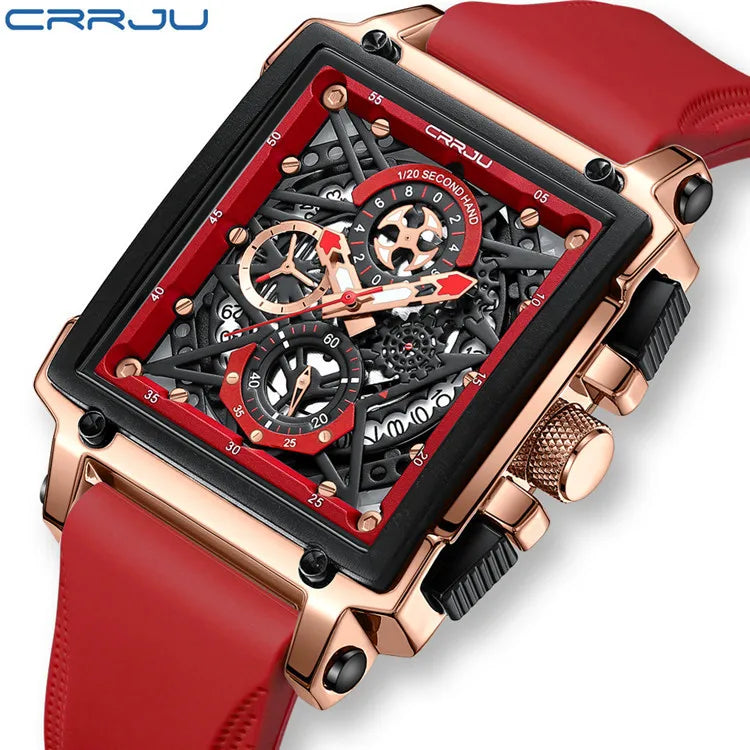 New Luxury Men's Watch Silicone Band Water Resistant Simple Leisure Style Distinctive Multifunctional Analog Quartz Movement