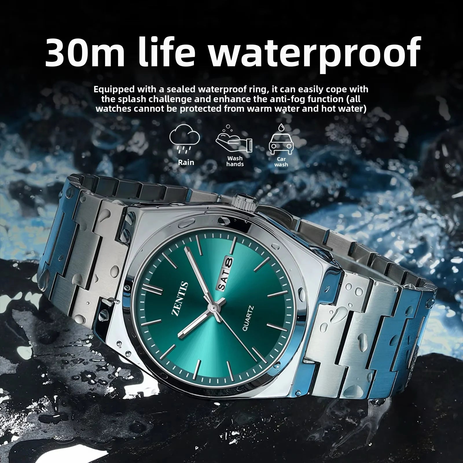 For New Lightweight Men's Alloy Case 5mm Stainless Steel Strap 50m Water Resistant Luminous Quartz Business Wristwatch 930