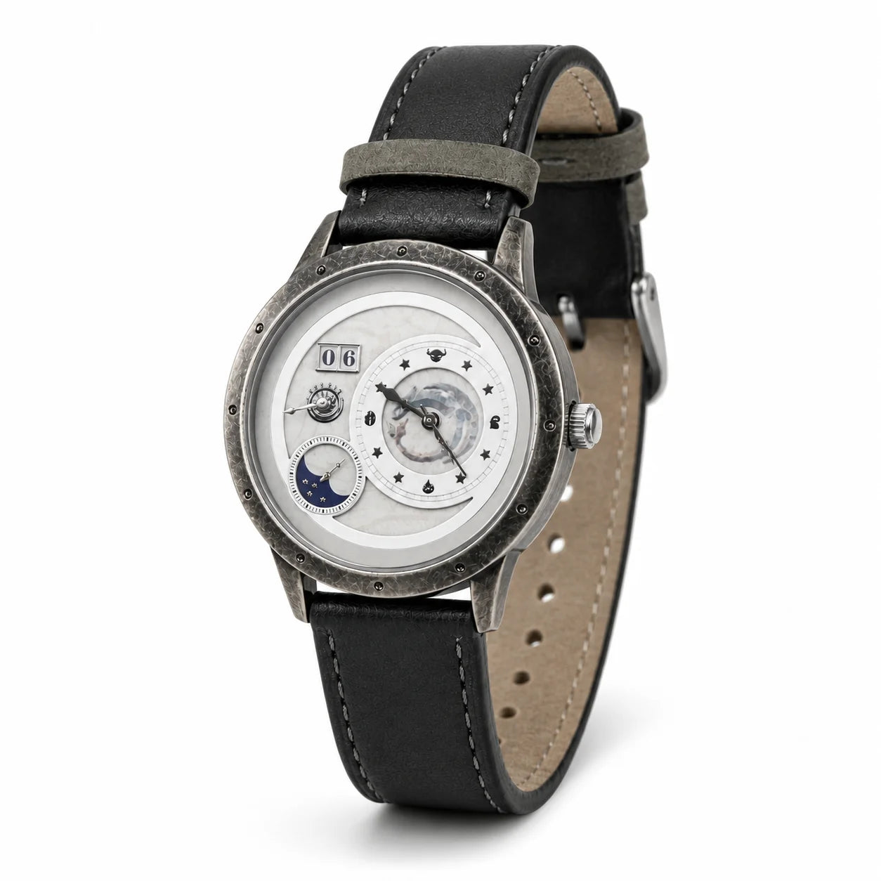 OEM Custom Logo Men's Quartz Watch Round Stainless Steel Case Glass Dial PU Leather Strap Wholesale for Business Casual Wear