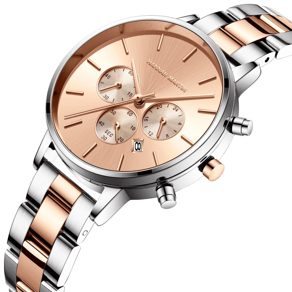 Women's Business Watch Alloy Stainless Steel Strap Pointer 30M Water Resistant Quartz Movement Calendar Elegant Design 38mm