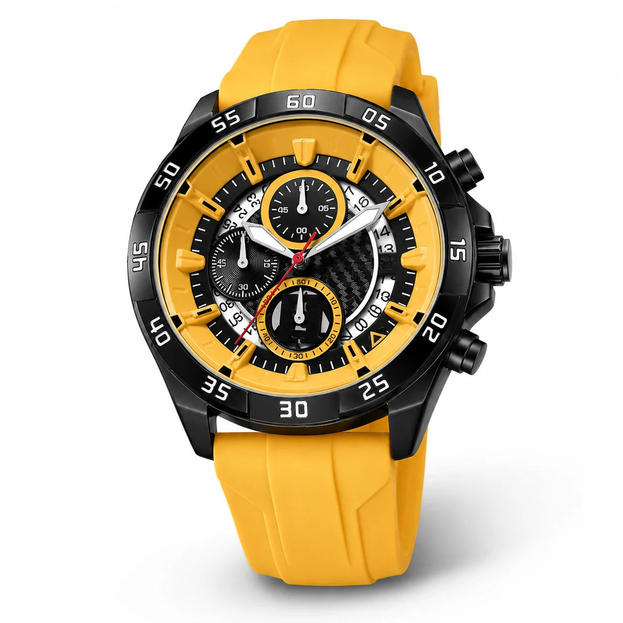 Outdoor Exercise Men's Quartz Watch Alloy Case Mineral-Strengthened Glass Dial Silicone Band Luminous 45mm Pointer 30M Water