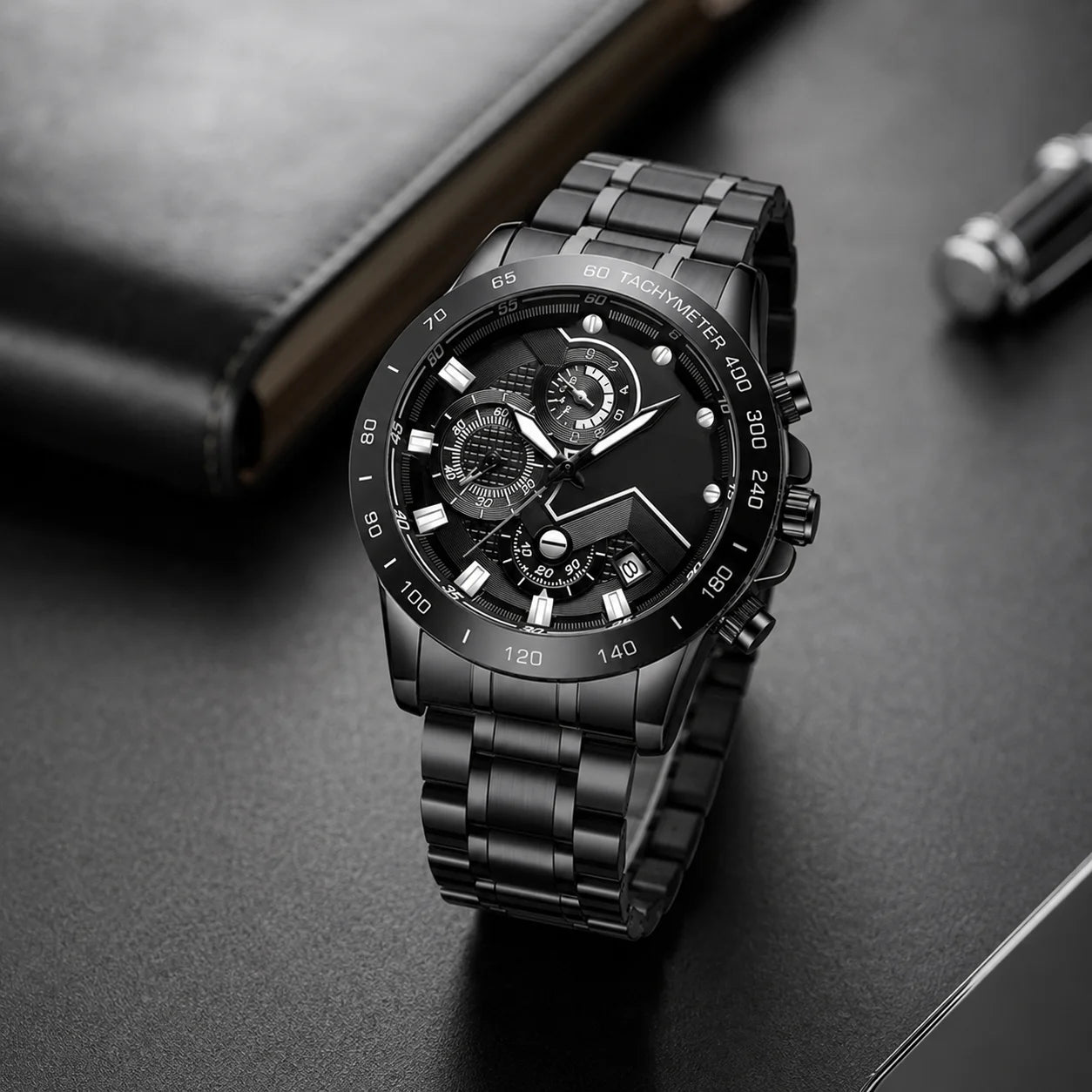 Factory-Supported Stainless Steel Watch Customization Small-Lot OEM/ODM Logo Quartz Fashion Men's Timepieces 44mm Pointer Dial