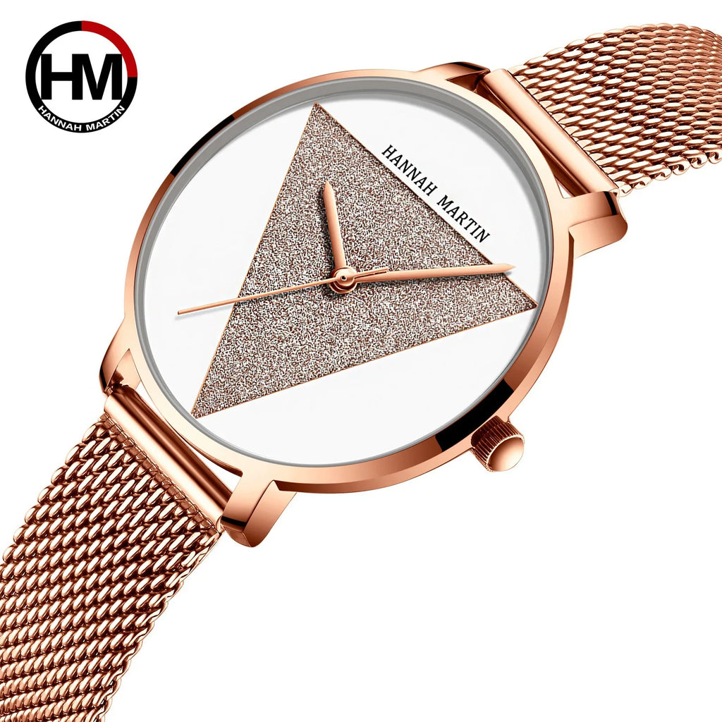 Japanese Quartz Movement Ladies Watch Alloy Case Stainless Steel Band Pointer Dial Leisure Style 33mm Water Resistant