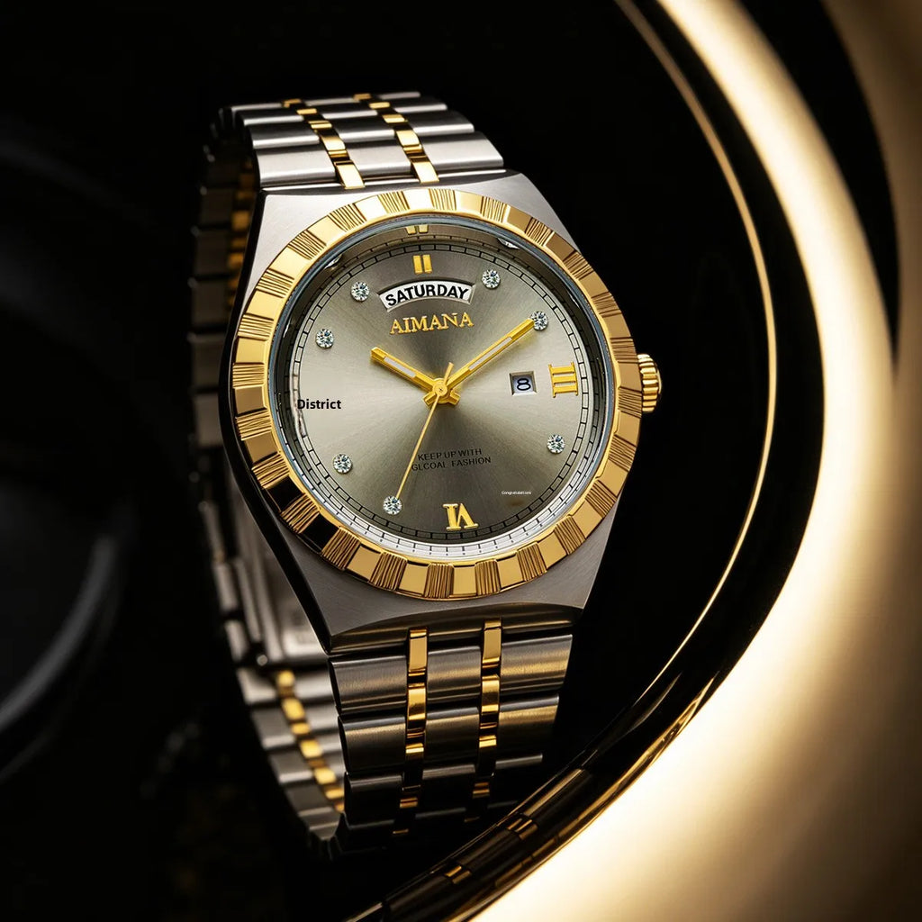 Luxury Men's Quartz Watch 40mm Pointer Dial Stainless Steel Band Acrylic Case Mineral-Strengthened Glass 30M Water Resistant Box