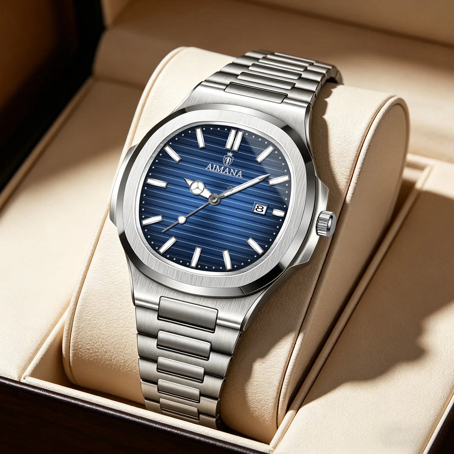 New Waterproof Ultra-Thin Alloy 41mm 9mm Stainless Steel Band Men's Quartz Watch Calendar 30M Water Resistant Pointer Live