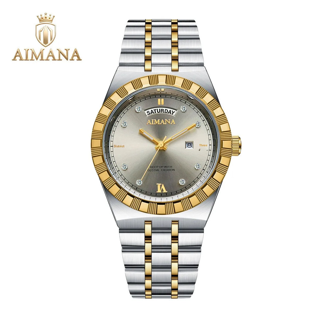 Luxury Men's Quartz Watch 40mm Pointer Dial Stainless Steel Band Acrylic Case Mineral-Strengthened Glass 30M Water Resistant Box