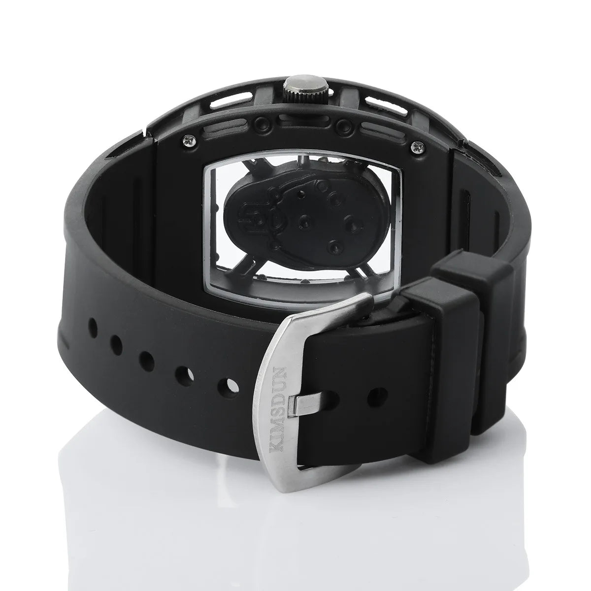 Cross-border New Fashion Skull Hollow-Out Men's Watch Alloy Case 40mm Barrel-Shaped Silicone Quartz Pointer Luminous Wholesale