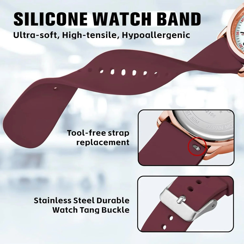 Women's Lightweight Analog Quartz Watch Acrylic Case & Band 30M Waterproof Luminous Easy-Read Dial