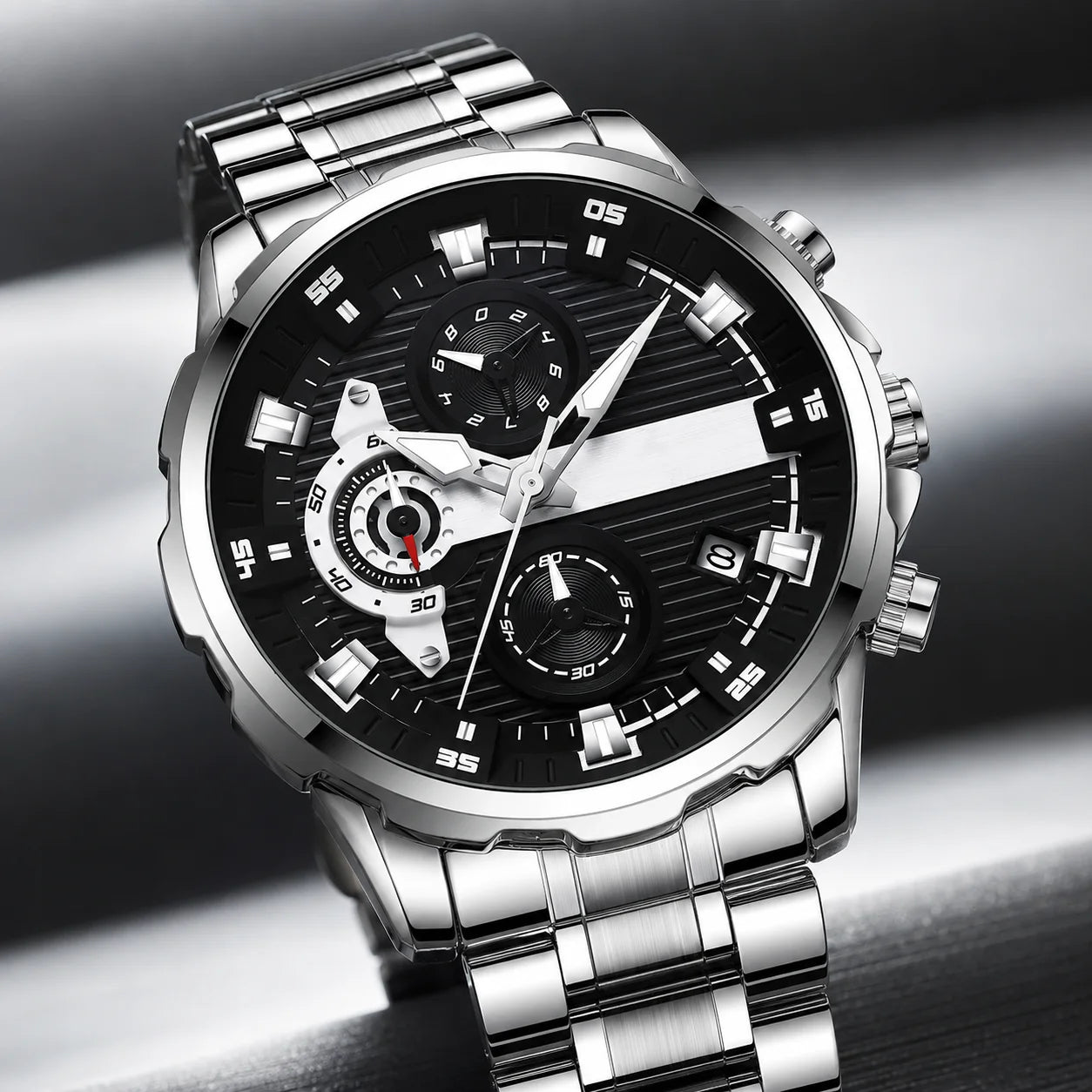 Multifunctional Best-selling Diamond-pattern Mens Watch; High-end Luminous Waterproof Quartz Watch Alloy 10mm Pointer Stainless
