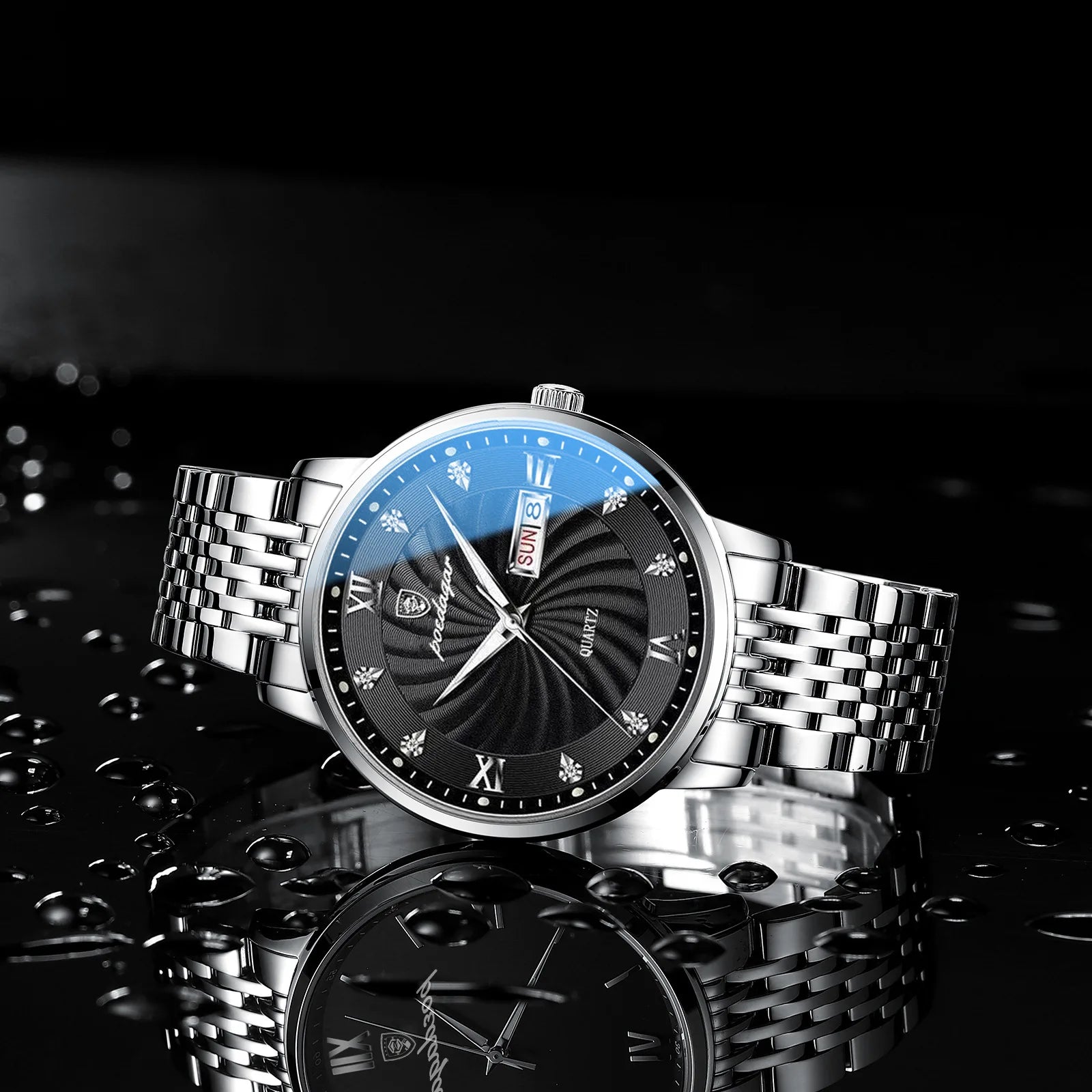 New Men's Luxury Quartz Watch Alloy Stainless Steel Band Sapphire Crystal 42mm Dial Pointer Hands 30M Water Resistant