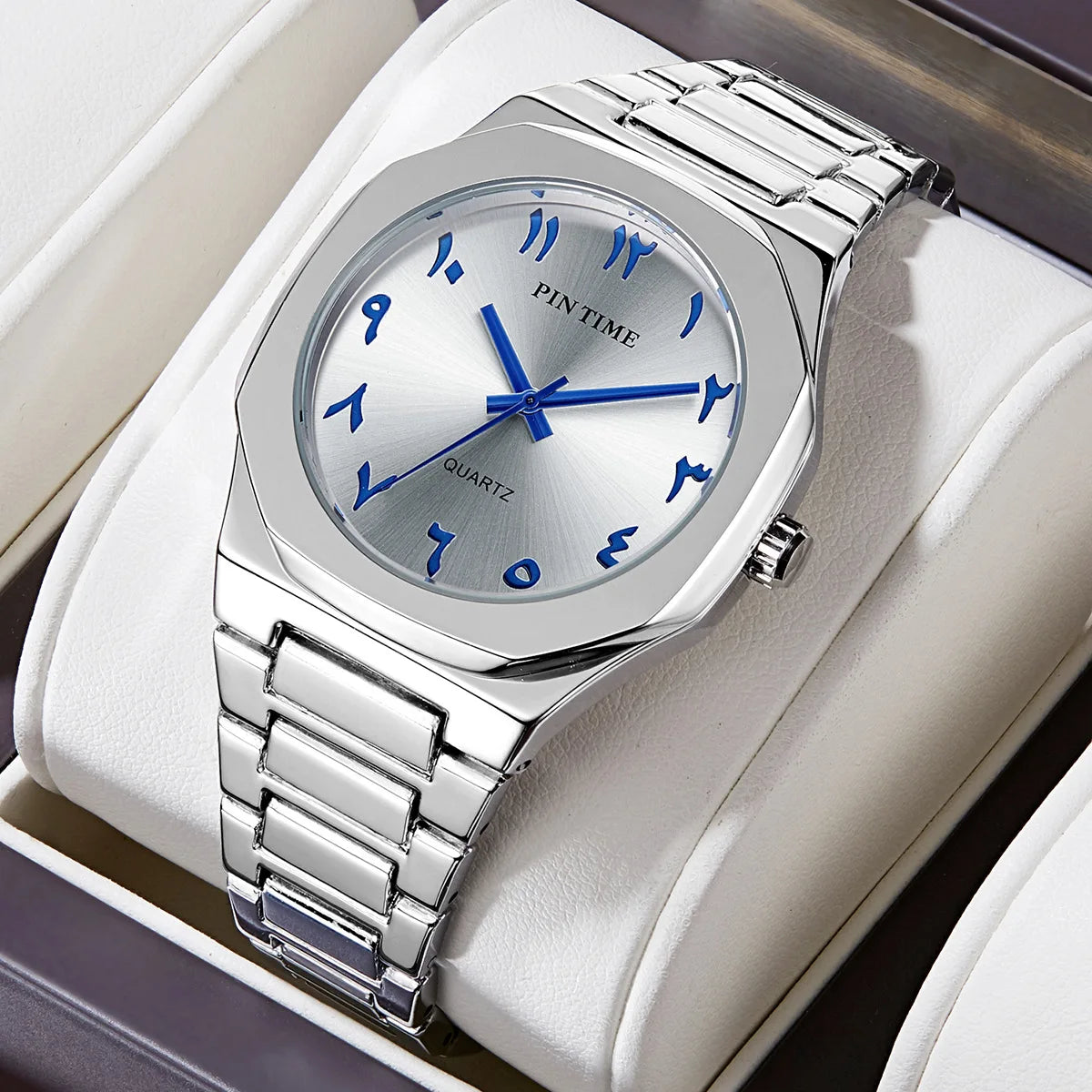 Men's Watch Casual Premium-Looking Alloy Case Water-Resistant Quartz Movement Creative Arabic-Saudi-Style Business Design