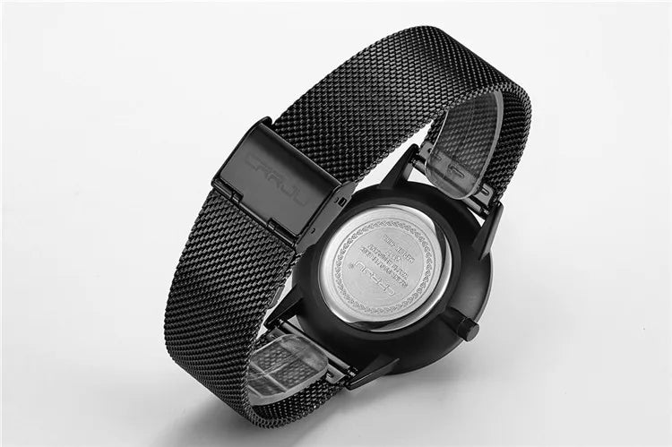 Mens Ultra-Thin Quartz Movement Alloy Case Acrylic Strap Leisure Business Casual Watch