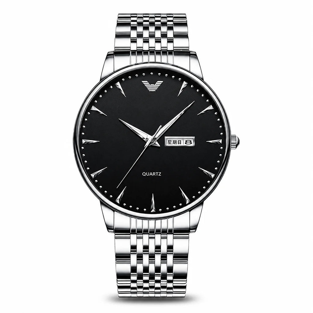 Small-batch Custom Men's Sports Quartz Alloy Case 30M Water Resistant Luminous Stainless Steel Band Watch