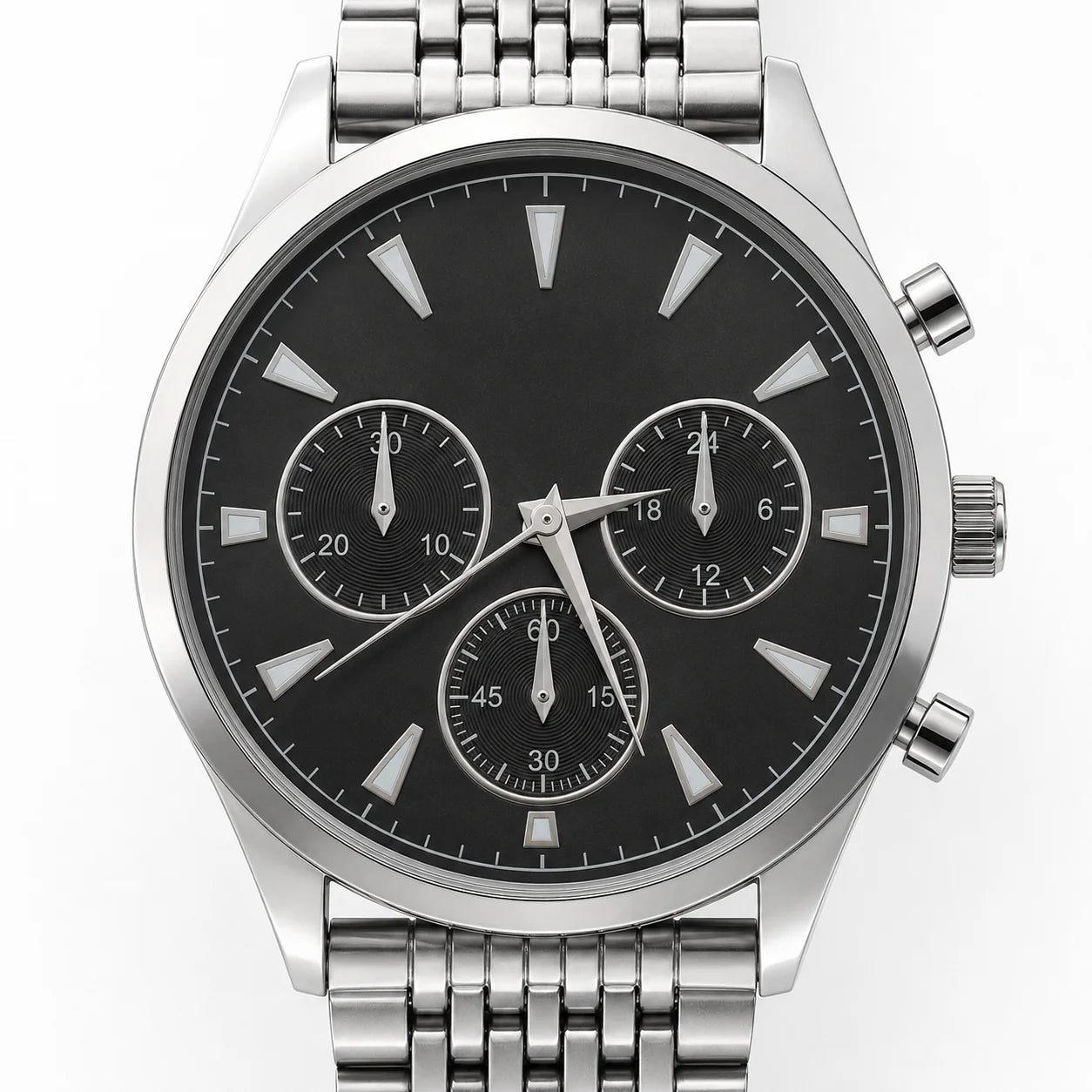 OEM Custom Logo Extra Large Round Quartz Watch Alloy Case Glass Dial Stainless Steel Strap 45mm Wholesale Men
