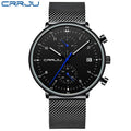Men's Sports Watch Pearl Quartz Movement Stainless Steel 30M Water Resistant Fashionable Multifunctional Six-Hand Mesh Strap